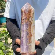 1699g Natural Rare Amethyst Lace Agate Tower Quartz Crystal Reiki Healing