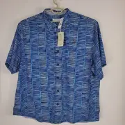 Tommy Bahama Bamboo Beach Stripe Silk/Coolmax Blend Camp Shirt Mens Blue Sz 3XLB