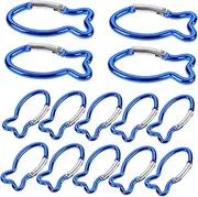 GOOHOCHY Keychain Carabiner Clip 15pcs Mini Aluminum Climbing Lock Buckles Fish Shaped for Camping Hiking Outdoor Tools