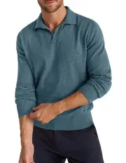 [MJ Bale] Carter Long Sleeve Polo in Sage Melange
