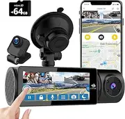 Z-Edge T3P 3 Channel 4K Dash Cam with WiFi GPS, Front/Inner/Rear 1600P + 1080P + 1080P, IPS Touch Screen, IR Night Vision, Super Capacitor, Supports Max. 512 GB (64 GB Memory Card Included)
