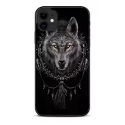 Skins Decal Wrap for Apple iPhone 11 - Wolf dreamcatcher back white