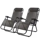 2PC Zero Gravity Chair Folding Outdoor Recliner Adjustable Sun Lounge Camping Gr