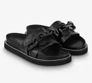 LOUIS VUITTON LV SUNSET FLAT COMFORT MULE BLACK. SIZE US 7 N / LV 37 N. # 1A9R9M