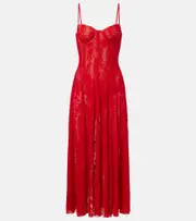 [Norma Kamali] Norma Kamali Lace midi dress AU 12 red