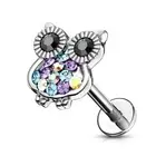 Piercing Labret Ear Owl Gem Multicoloured