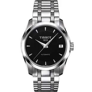 TISSOT T-Trend Couturier Lady 時尚簡約機械腕錶(T0352071105100)-黑/銀