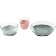 Glass Meal Set with Suction Pads - Eucalyptus