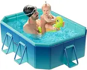 6FT Foldable Non Inflatable Swimming Pool for Kids, Adults, and Pets - Blue Snapset PVC Outdoor Kiddie Pool with Metal Frame - Portable and Easy Set