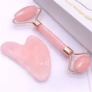 LWBTOSEE Jade Roller for Face Gua Sha Scraping Tool - Relieve Puffiness, Eye Bag and Dark Circle - Rose Quartz Gua Sha Face - Spa Massage Tool for Acupuncture Therapy Trigger Point Treatment