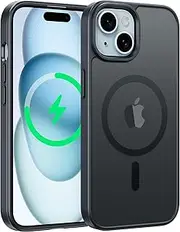 FNTCASE for iPhone 14 Case Matte: for iPhone 15 Case for iPhone 13 Case Magnetic Frosted Translucent Slim Shockproof Cell Phone Cover | Protection Drop Proof Tough Protective Cases - 6.1 inch Black