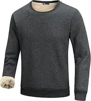 [Flygo] Men's Warm Sherpa Lined Crewneck Sweatshirts Fleece Pullover Tops Heavy-weight Thick Thermal Cotton Sweat-Shirts