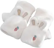 [AKOOSY] 1pair Adorable Rabbit Ear Fingerless Gloves Comfortable Polyester Hand Protectors for Winter Convenient Clamshell Design for Use Warm Lining for Boys and Girls Girls Holiday