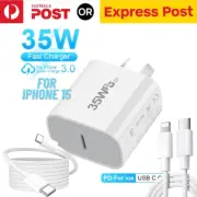 USB C Wall Charger Fast Power Adapter Type C To C Cable For iPhone 16 15 14 35W