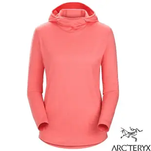 【ARCTERYX 始祖鳥】女款 彈性長袖連帽防曬快乾排汗衣 Lana/戶外運動跑步功能T恤_索拉斯塔橘_30428