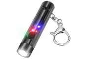 Small Torch with UV/Red/Blue Light, LED Rechargeable USB-C Keyring for Camping/Hiking (Black)