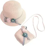 [Healeved] Straw Cap Sun Hats Tea Party Straw Sun Hat Girl Beach Hat Summer Handbag Hats Sun Hat Age Age Purse Straw Bag Pink