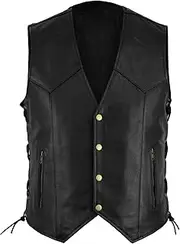 [Generic] Formal Shirt Men Men Fashion Casual Solid Vest Motorcycle Fleet Punk Leather Vest Coat Vest Cotton Collar Shirt