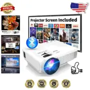 Portable Full HD 1080P Bluetooth Projector with Built-in Speakers – Home Cinema