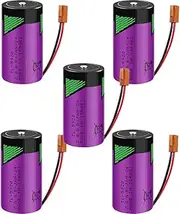 HOUYIBO 5PCS TL-5920 3.6V Batteries 8500mAh with Brown Plug Non-Rechargeable Disposable Lithium Battery for PLC Memory Backup Power Supply