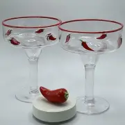 Nora Fleming NEW A430 Heat Wave Red Chili Pepper Mini & 2 Margarita Glasses-NEW