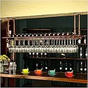 Bronze Beauty Star Design Hanging Wine Bottle Holder with Glass Shelf Upside Down Wine Glass Rack Display and Ceiling Wine Cabinet 100cm