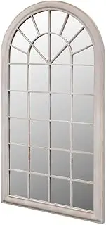 vidaXL Antique White Rustic Garden Mirror Made of Iron and Glass, for Both Outdoor and Indoor Use, 60x116 cm