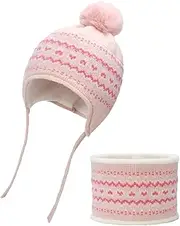 [Aofalbe] Kids Winter Hat Scarf Set for Girls Boys, Toddler Knit Beanie Hat & Neck Warmer Sets with Warm Fleece Lined Pom