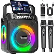 Socodox Karaoke Machine,60W Portable Bluetooth Karaoke Speaker with 2 Wireless Microphones,6000mAh Battery 12H Playtime,TWS Stereo,RGB Light,Dual Diaphragm PA System for Adults,Kids,Parties,Singing,DJ