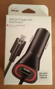 NEW Universal Micro-USB Vehicle Charger w/ Dual Output & Touch LED Light