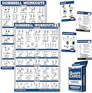 Palace Learning 3 Pack: Dumbbell Workout Exercise Posters Volume 1 & 2 + Dumbbell Exercise Playing Card Set