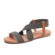 Nevenka Elastic Ankle Strap Sandals for Women Summer Strappy Shoes-Green