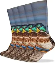 [NQHJT] Two Mallard Ducks Socks for Women Men Breathable Boot Socks Warm Calf Socks for Hiking Work, Style, One Size, Style, One size