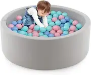 BABY JOY Foam Ball Pit for Kids, Soft Round Ball Pool Playpen Fence with 200 Ocean Balls & Storage Bag, 90cm x 30cm Children Activity Center Play Area Babyroom Decoration, Colorful Balls