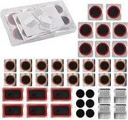 Bike Tire Repair Kit, 30pcs Tire Patches Bicycle Tire Puncture Repair Kit with 6pc Glueless Puncture Patches & Metal Rasps Bike Tire Patch Repair Kit for Road Mountain Bike Tyre Motorcycle Tire Repair