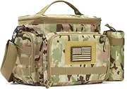 MOV COMPRA Tactical Lunch Bag for Men, Insulated Lunch Box Leakproof for Men Large Capacity with MOLLE Water Bottle Pouch Lunchbox for Adults for Work, Picnic（Camouflage Green）