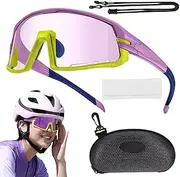 Biking Glasses - Mountain Cycling Glasses - Sports Sunglasses, Cycling Sun Glasses for Men Women, Color Changing Lenses for Running, Cycling