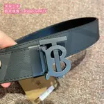 二手精品 BURBERRY 巴寶莉 黑色扣頭 LOGO圖案 皮帶 男士腰帶 80465611 黑扣 銀扣 免運