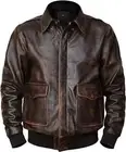 A2 Aviator Brown US Air Force G-1 Pilot Cockpit Flight Bomber Leather Jacket Men