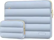 [MOSISO] 15-15.6 inch Laptop Case, 16 inch Puffy Laptop Sleeve Compatible with MacBook Pro 16, HP Dell ASUS Acer Toshiba Lenovo Notebook Computer, Polyester Horizontal Bag with Small Case, Baby Blue