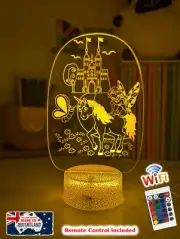 Princess Fairy Unicorn Castle 3D LED Night Light Colour Change Room Lamp