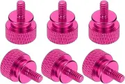 uxcell 6 Pcs 6#32 Knurled Thumb Screw Computer Case Threaded Hand Tighten Screws Aluminum Alloy for PC Case, Rose Red