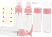 Healeved 7PCS Portable Leakproof Travel Containers Squeezable Toiletry Bottles for Shampoo Lotion Cosmetic Durable Plastic Pearlescent Pink for Travel Toiletries