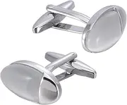 [JYHLSHBA] Cufflinks For Men 2 Pairs Of Men'S French Shirts White Jade Opal French Cufflinks Oval Cufflinks