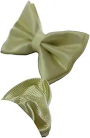 [Zasel] Mens Lemon Plain Coloured Checkered Bow Tie & Matching Pocket Square Set