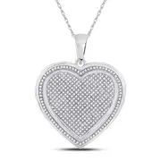 14k White Gold Round Diamond Composite Heart Pendant 1 Cttw