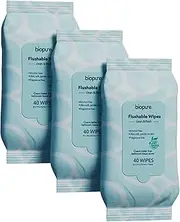 Flushable Wipes - Adult Flushable Wipes Plant-Based Fibers - Unscented Flushable Wipes for Adult - 40 Wipes per Pack Fragrance-Free Flushable Wet Wipes. (40 Count (Pack of 3), Unscented)