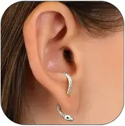 [CJIAYUJEW] Snake Earrings for Women Silver Gold Snake Dangle Earrings Animal Front Back Stud Serpent Edgy Earrings Punk Grunge Snake Earrings for Women
