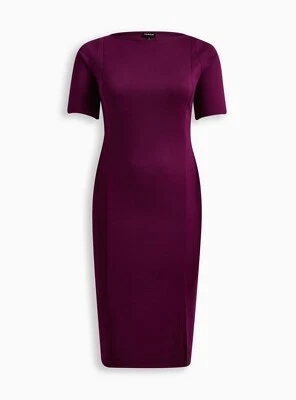 Torrid Midi Studio Cupro Bodycon Dress Purple Plus Size 00 M L 10 #H41820