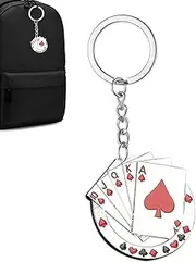 [Generic] Cute Keychains, Poker Keychains Charm, Compact Aesthetic Collections, Practical Accessories Purse Decoration For Men Women Board Game Enthusiasts